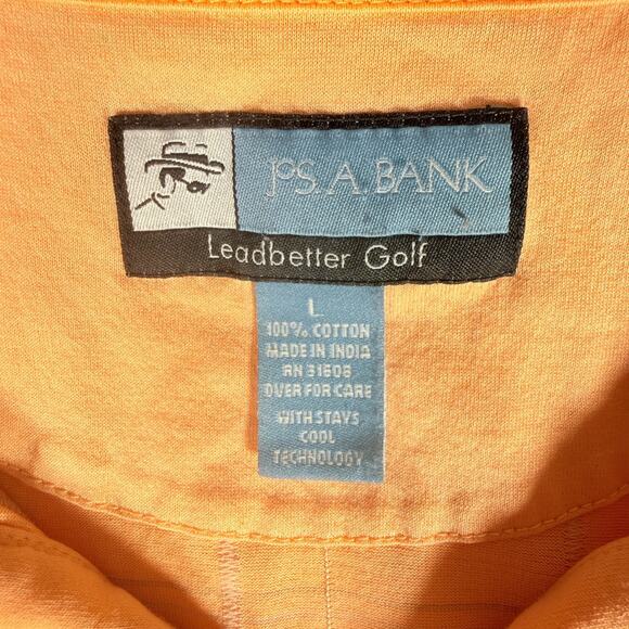 Jos A Bank Leadbetter Golf Polo Shirt Peach Grid Pattern On Course Apparel Golf - Picture 2 of 5